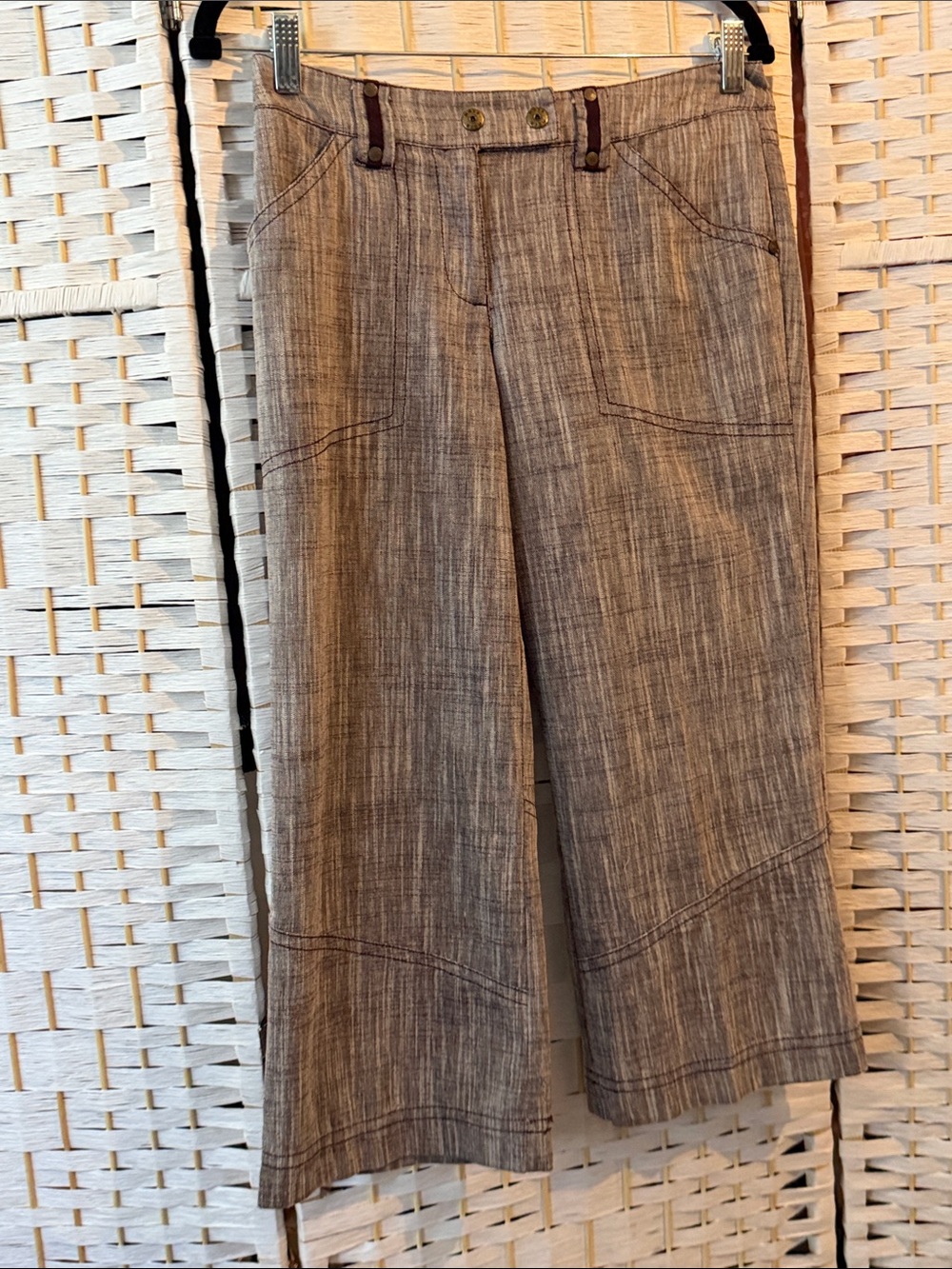 Mexx Women's Cropped Linen-Blend Ankle Pants in Taupe